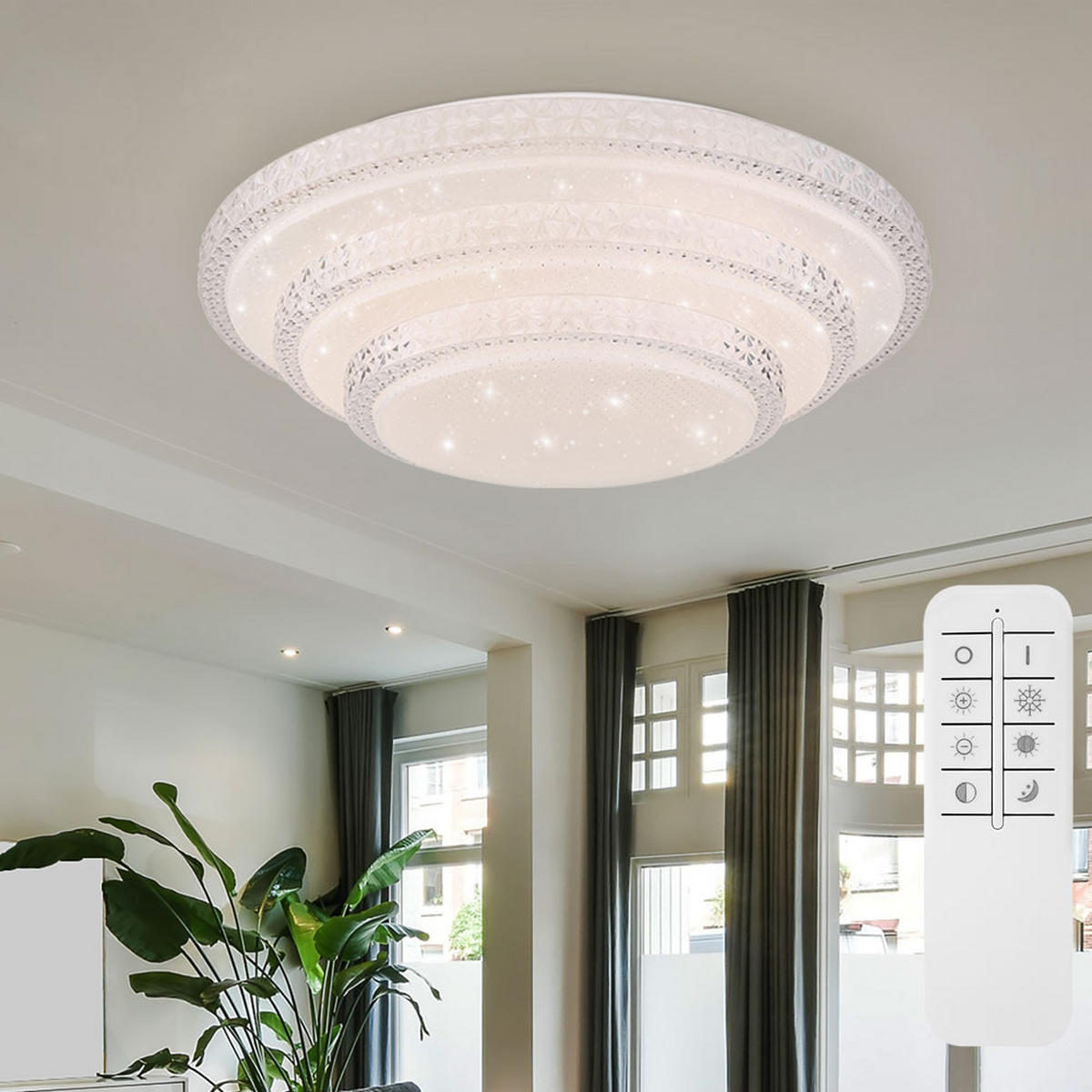 LED DECKENLEUCHTE MAGNIFIQUE Weiß Opal - Weiß, Metall (49.5/49.5/12.7cm) - Globo Lighting