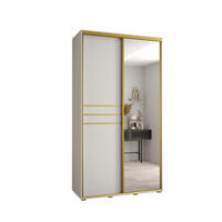 SCHWEBETÜRENSCHRANK 235,2/140/45 2-türig - Goldfarben/Weiß, Holz/Metall (140/235/45cm) - Abiks Möbel