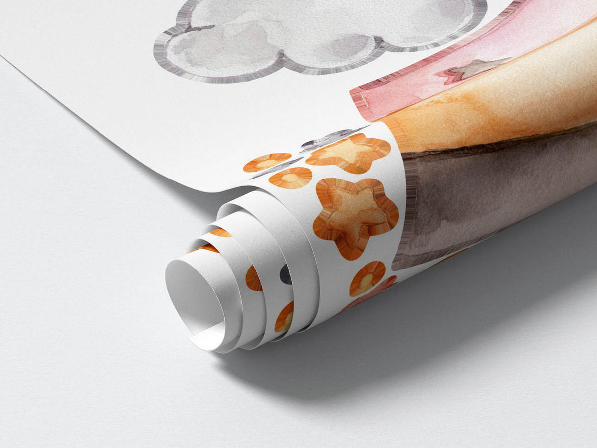 WANDAUFKLEBER 130x188cm - Teddybären und ein Kaninchen auf einem Regenbogen - Multicolor, Kunststoff (130/188/0.1cm) - Wallfluent