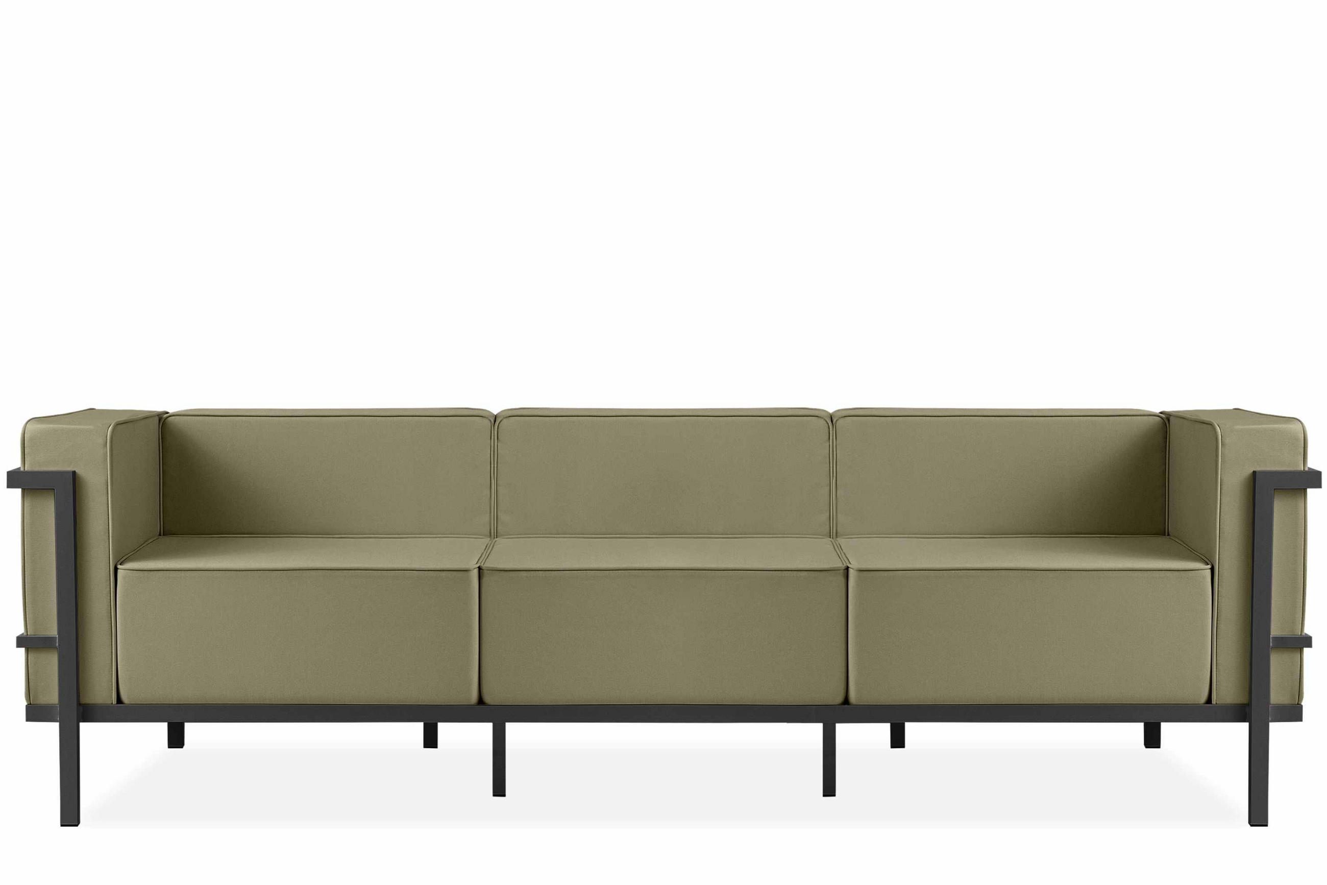 GARTENSOFA TRIGLO 3-Personen, Stahlrahmen, Modern, Dunkelgrau/Beige - Dunkelgrau/Beige, Textil/Metall (229/70/69cm) - KONSIMO®