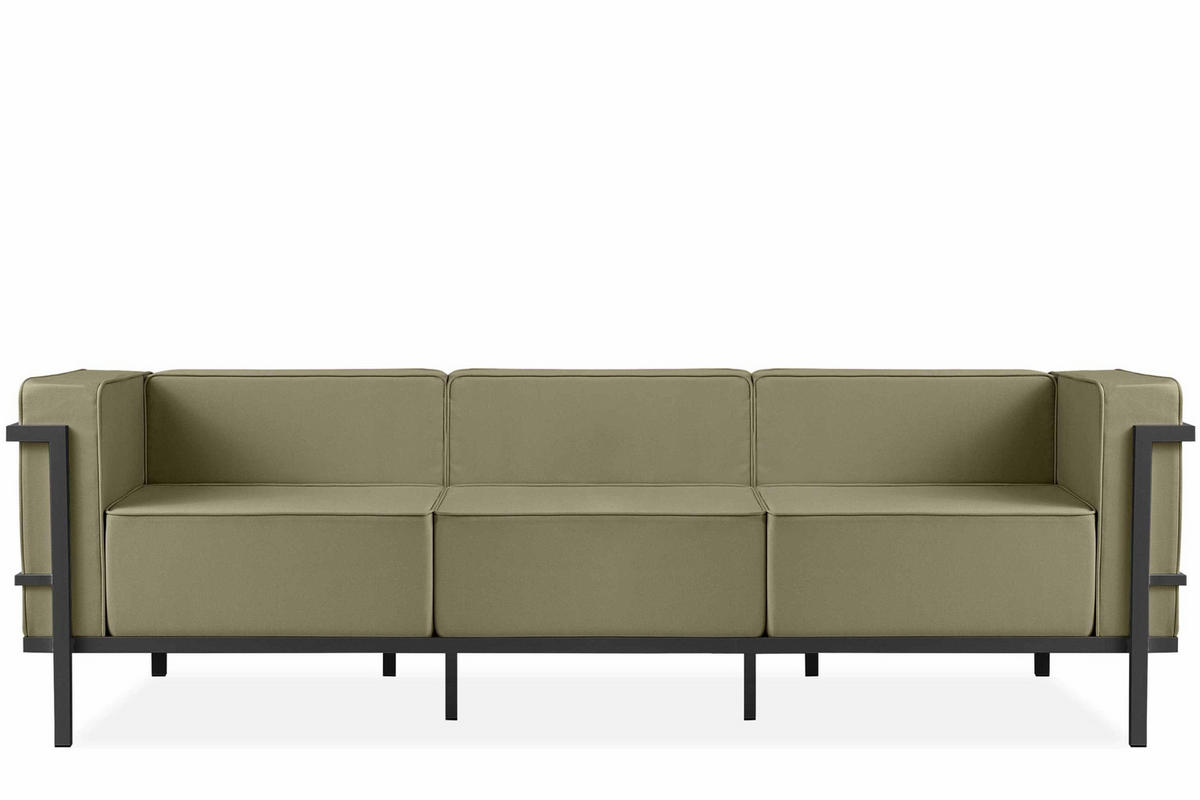 GARTENSOFA TRIGLO 3-Personen, Stahlrahmen, Modern, Dunkelgrau/Beige - Dunkelgrau/Beige, Textil/Metall (229/70/69cm) - KONSIMO®