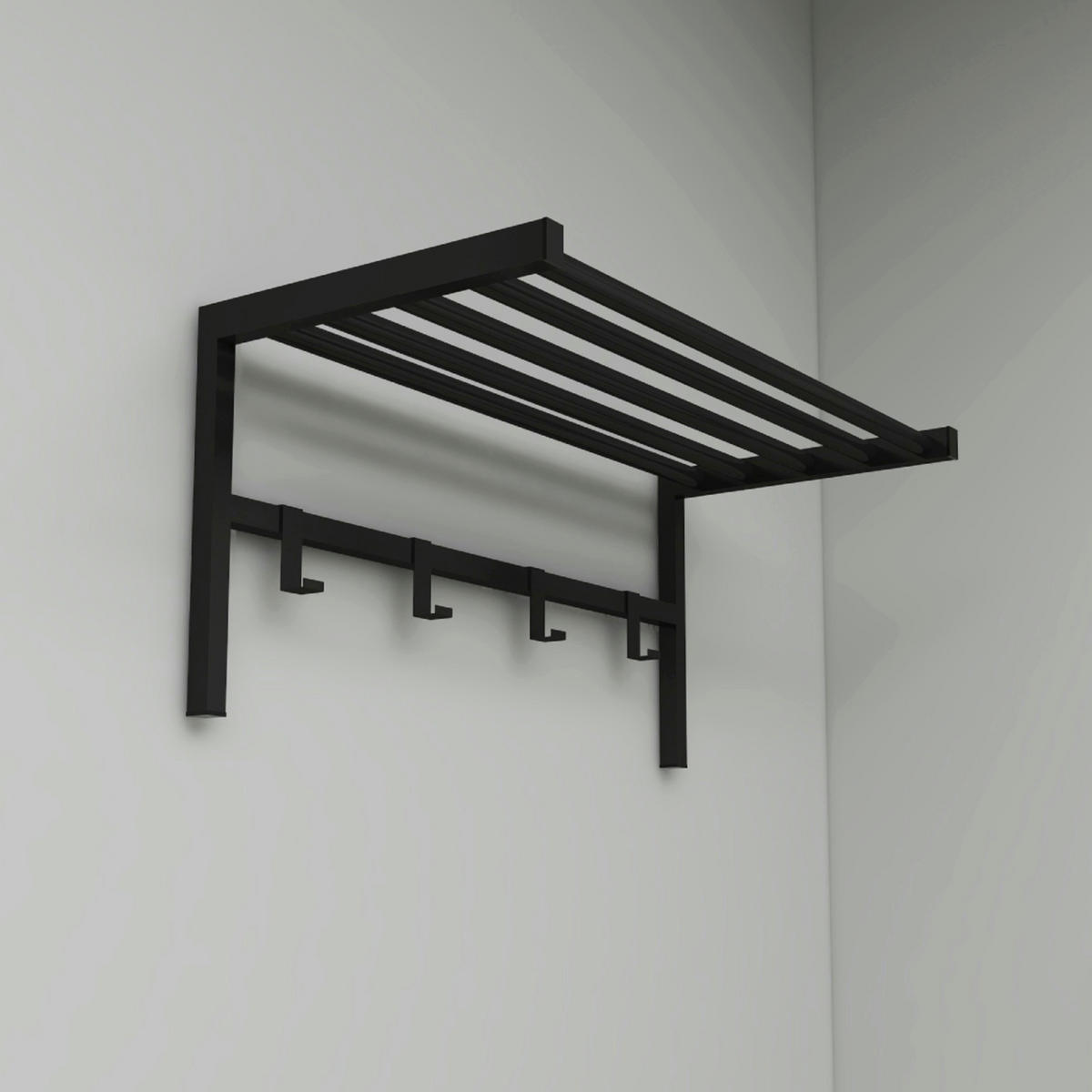 WANDGARDEROBE Tolga - Schwarz, Metall (69/32.5/34cm) - [en.casa]