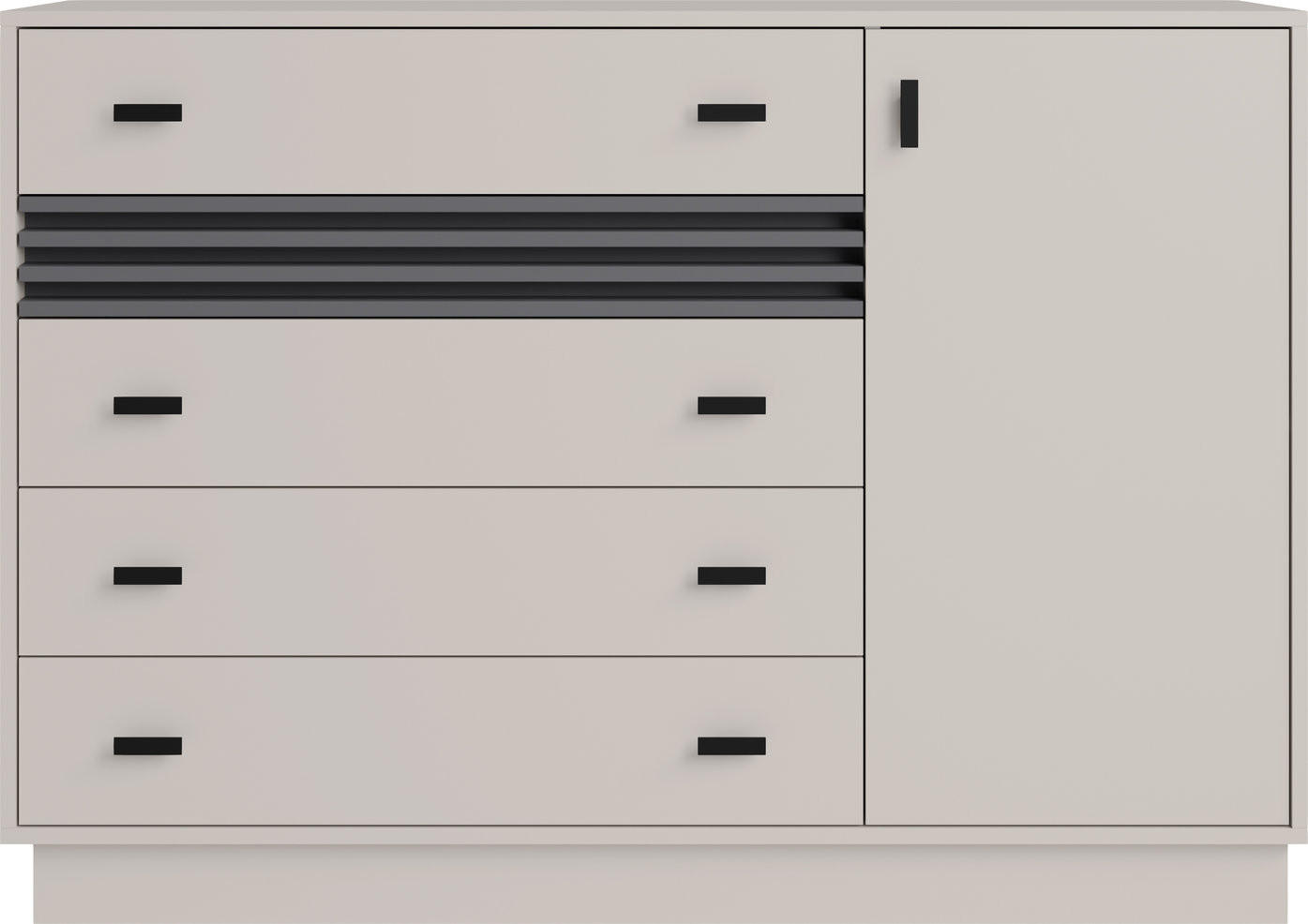 KOMMODE PUNTO 135/95/40cm mit 4 Schubladen 1 Türen Kaschmir - Kaschmir, Holzwerkstoff (135/95/40cm) - MASSENO