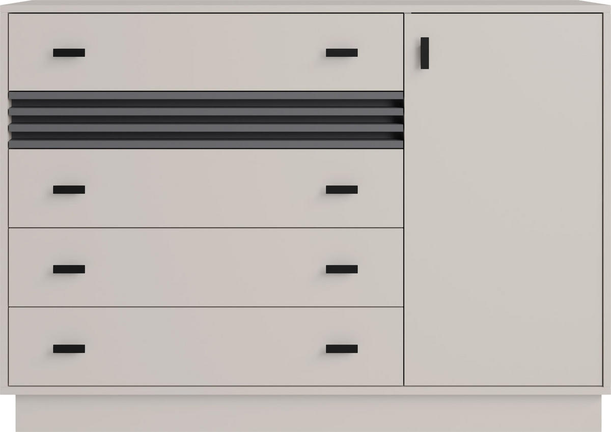 KOMMODE PUNTO 135/95/40cm mit 4 Schubladen 1 Türen Kaschmir - Kaschmir, Holzwerkstoff (135/95/40cm) - MASSENO