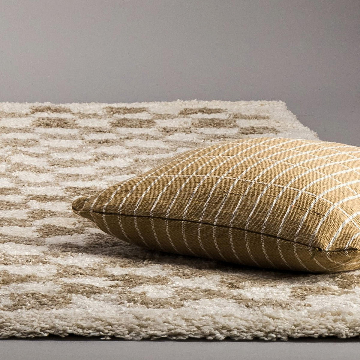 TEPPICH kariert langflorig weich voluminös beige - Beige, Textil (200/290cm) - AFK Living