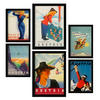 POSTER Set Mit 6 Österreich 2 Vollfarbige Illustrationen Von Vintage Tourismus Werbetafeln Aus Der Ganzen Welt A3 & A4 Schwarzer Rahmen - Schwarz, Papier (29/3cm) - Nacnic