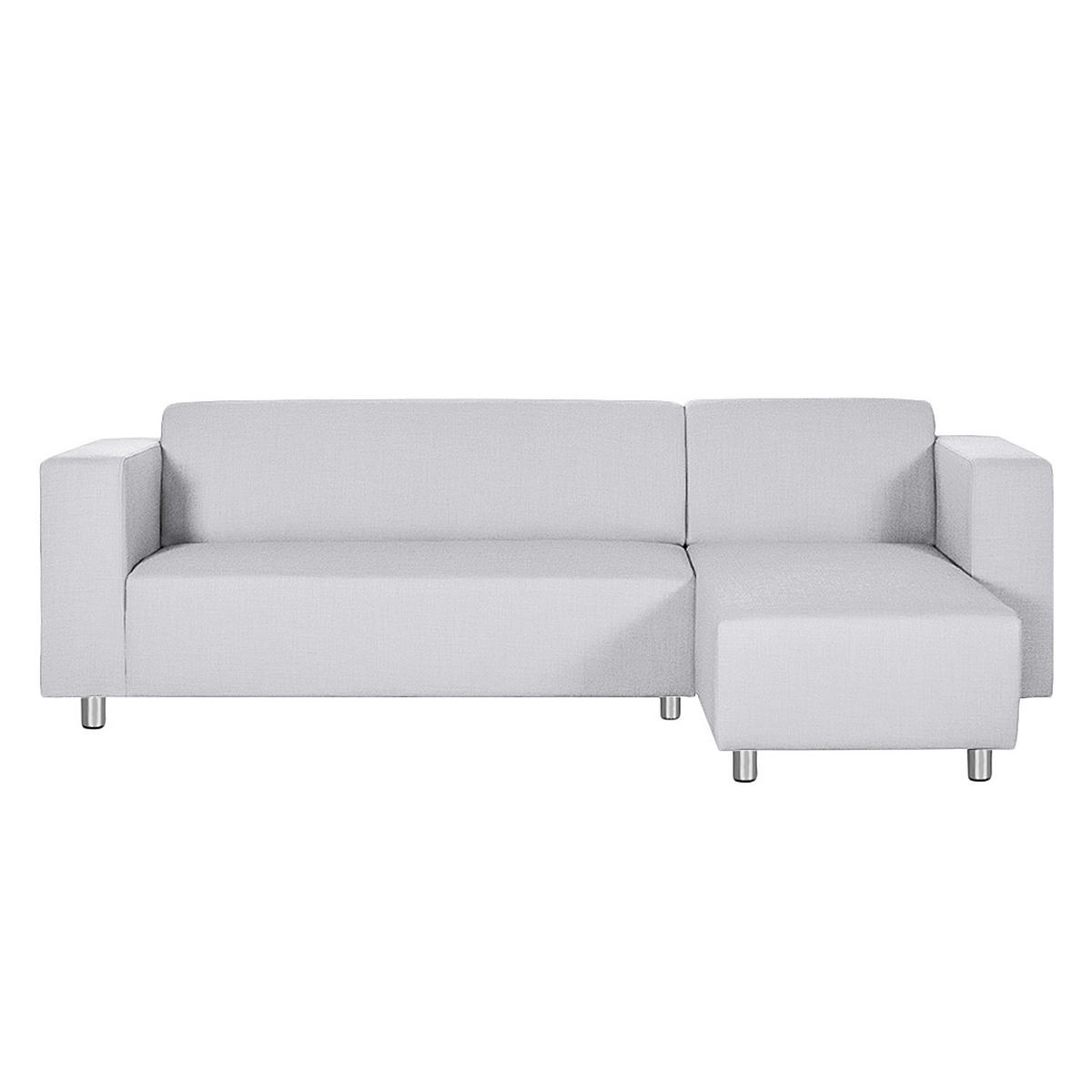 ECKSOFA mit Longchair davorstehend rechts - Webstoff - Grau - Grau, Textil (240/140cm) - home24