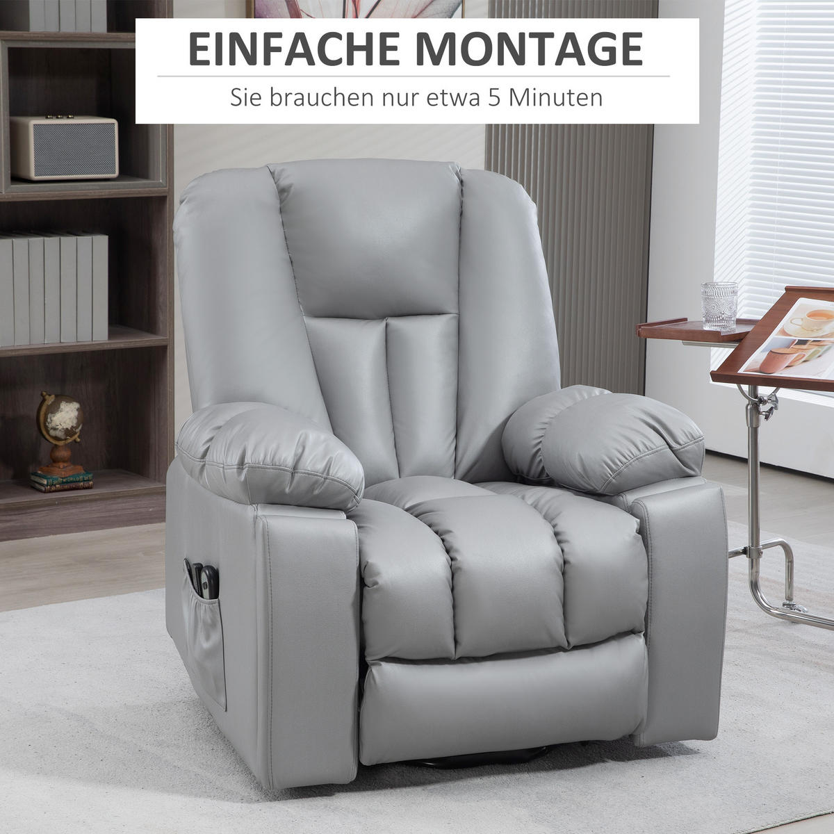 SESSEL mit Aufstehhilfe, Dunkelgrau - Dunkelgrau, Textil (96/106/94cm) - HOMCOM