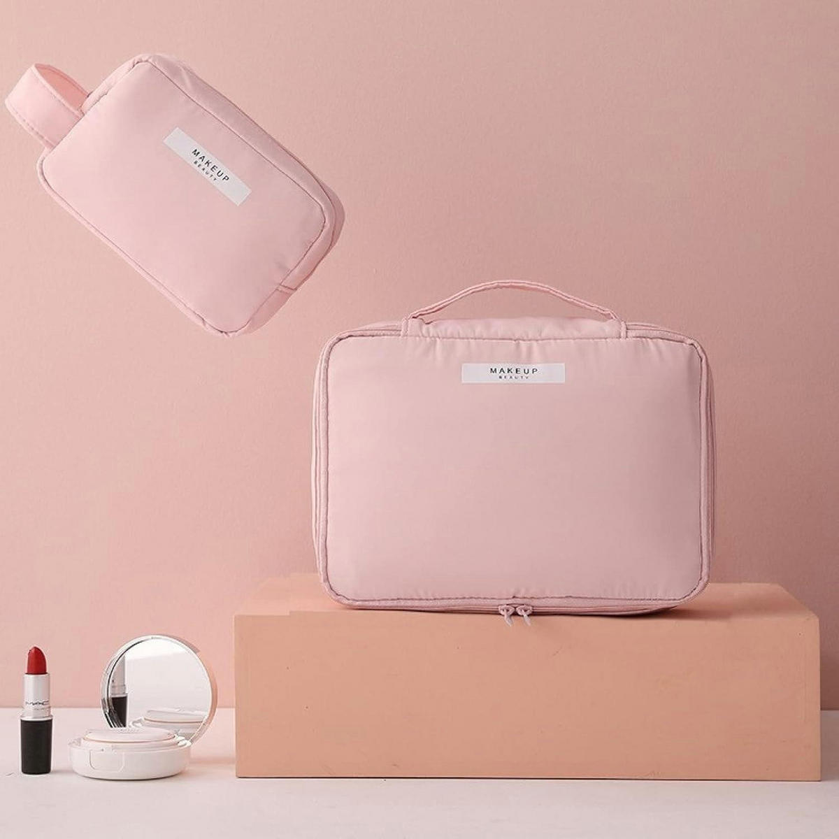 KOSMETIKTASCHE 2-teiliges Set Rosa - Rosa, Textil (21/2.3/30cm)