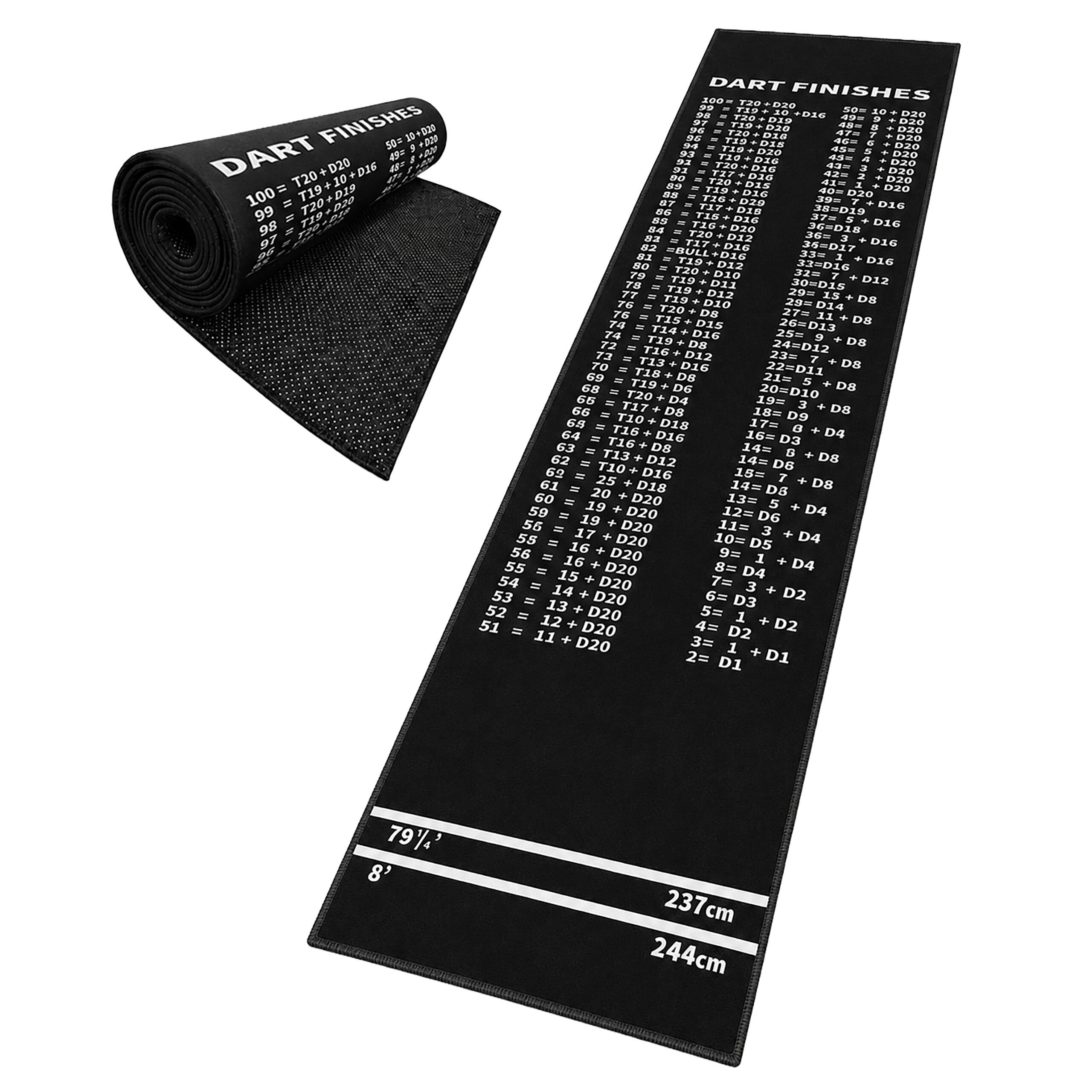 DARTTEPPICH Mehrfarbig mit Abwurflinie rutschfest 60x260 cm - Schwarz/Weiß, Kunststoff/Textil (60/260cm) - Relaxdays