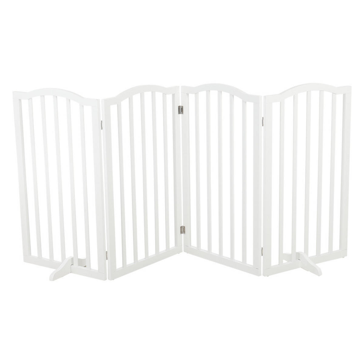 SCHUTZGITTER Gewölbt 4-Paneele Faltbar Freistehend MDF Weiß - Weiß, Holzwerkstoff (46/1.8cm) - Livingandhome