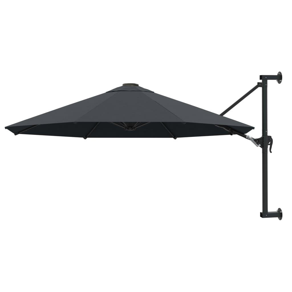 SONNENSCHIRM Zur Wandmontage Mit Metall-Mast 300 Cm Anthrazit - Anthrazit, Textil (300/300cm) - vidaXL
