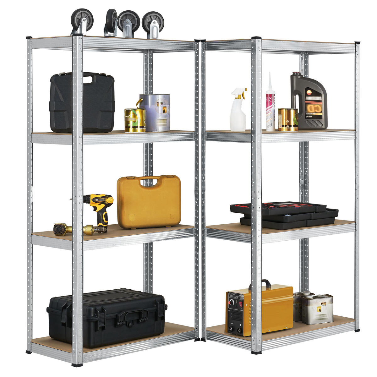 LAGERREGAL Easy verzinkt 160x80x40 cm (2er-Set) - Silberfarben, Metall (80/160/40cm) - Juskys