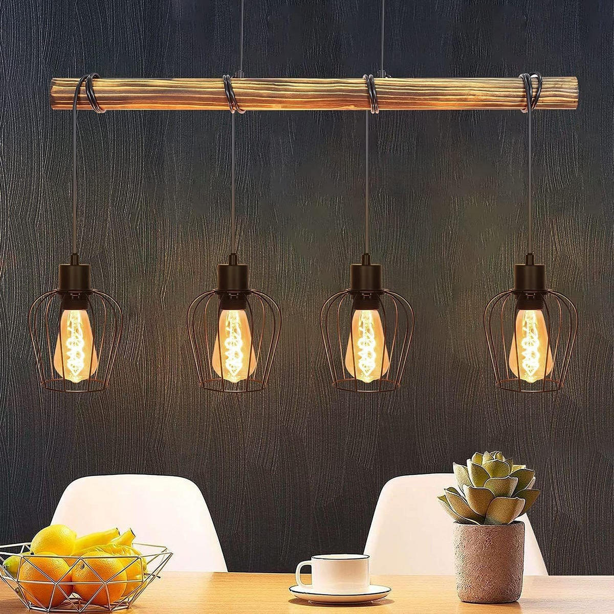 HÄNGELEUCHTE Senta 80/13/198 cm - Braun, Holz (80/13/198cm) - Nettlife