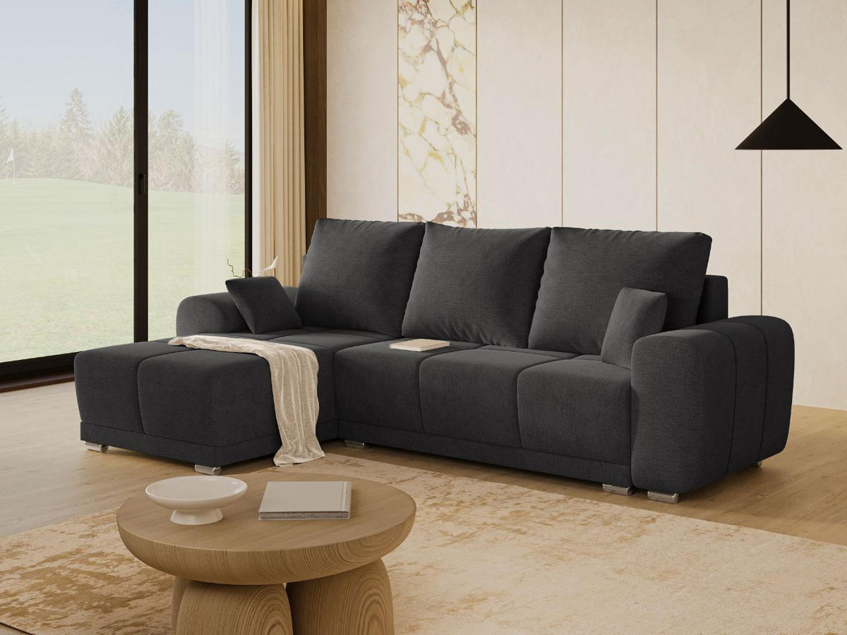 ECKSOFA Monti Anthrazit Links - Anthrazit/Silberfarben, Holz/Textil (188/290cm) - Graingold