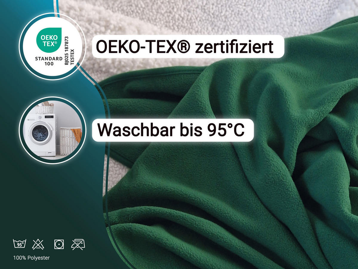 KUSCHELDECKE, 130x170 cm, 100% Polyester, Grün - Dunkelgrün, Textil (130/170cm) - Zollner