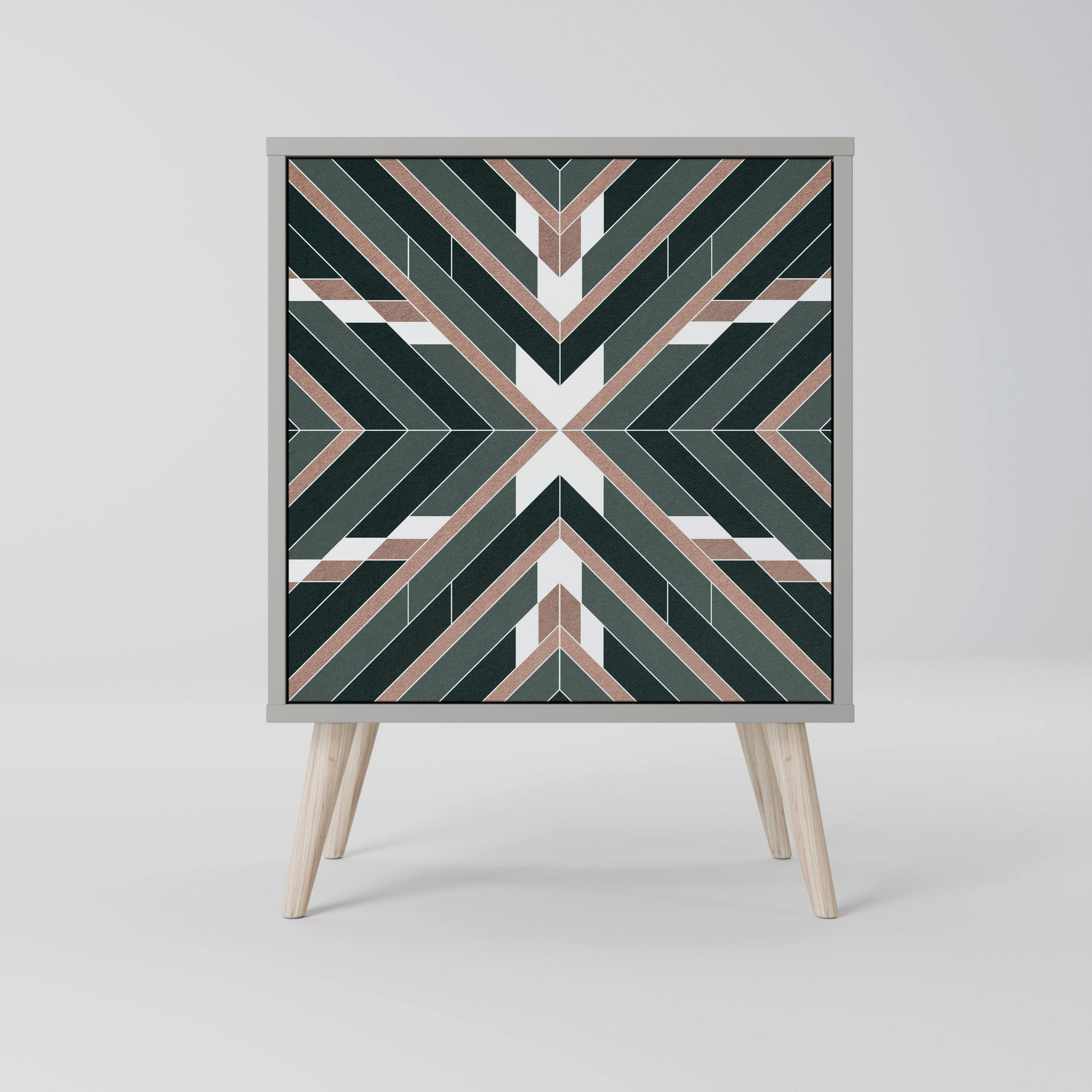 SIDEBOARD DIMENSION DELIGHTS, Grau, 57,5x42x77,5 cm, Schräge Buchenholzfüße - Buchefarben/Multicolor, Holzwerkstoff/Buchenholz (57.5/77.5/42cm) - SpaceRebels