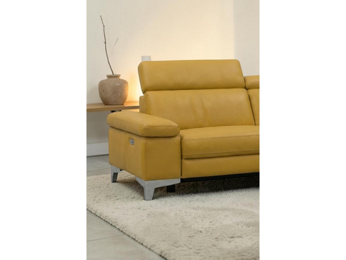 3-SITZER Sofa Talisman Echtleder Senfgelb - Gelb, Leder/Metall (216/80/100cm)