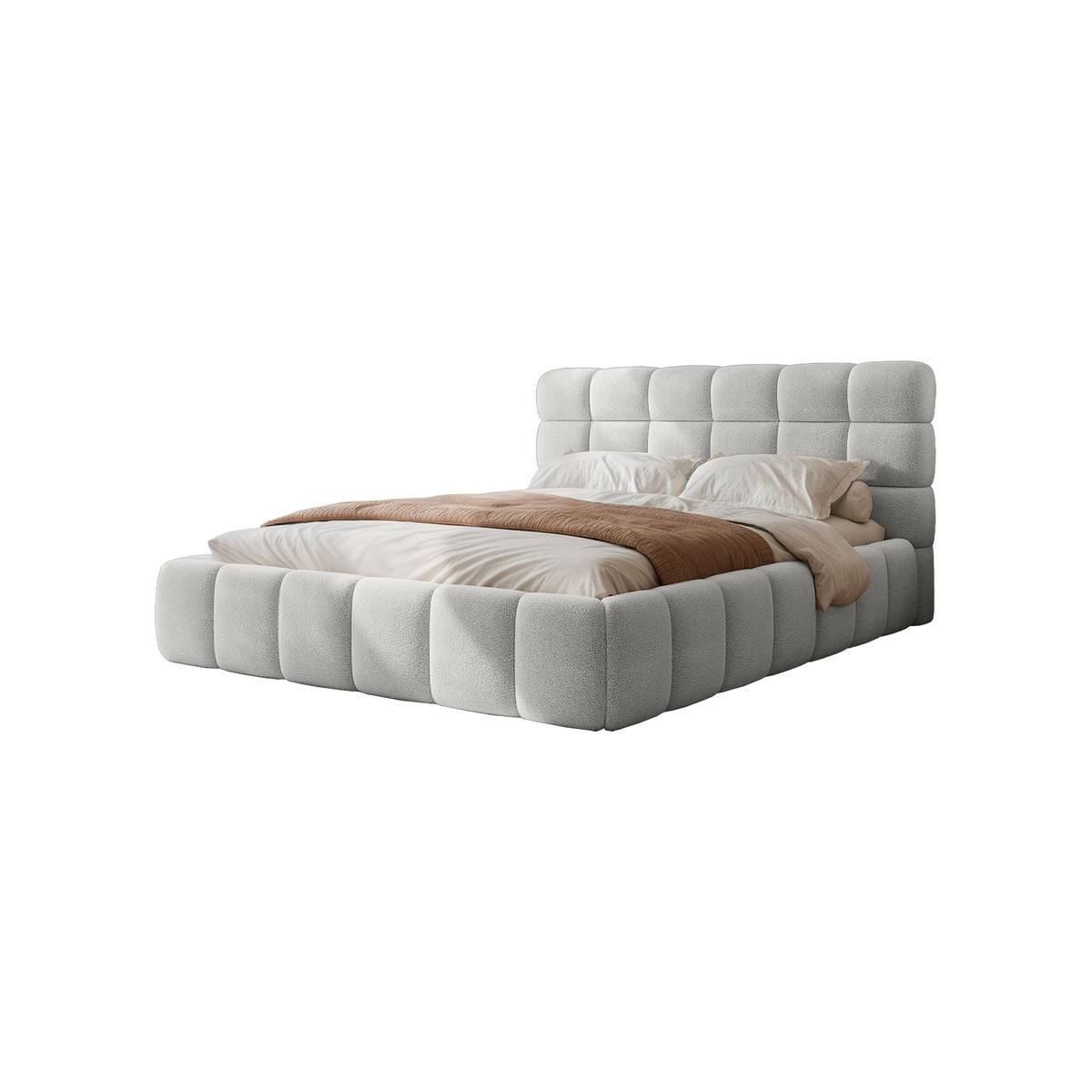 POLSTERBETT BIVIO 140x200 cm, Hellgrau - Grau, Textil (140/200cm) - Fedve