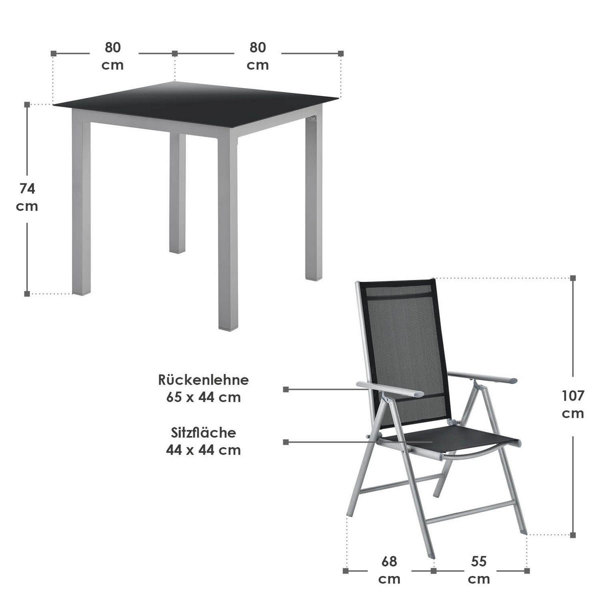 GARTENGARNITUR Milano 5-tlg. - Silberfarben, Metall - Juskys