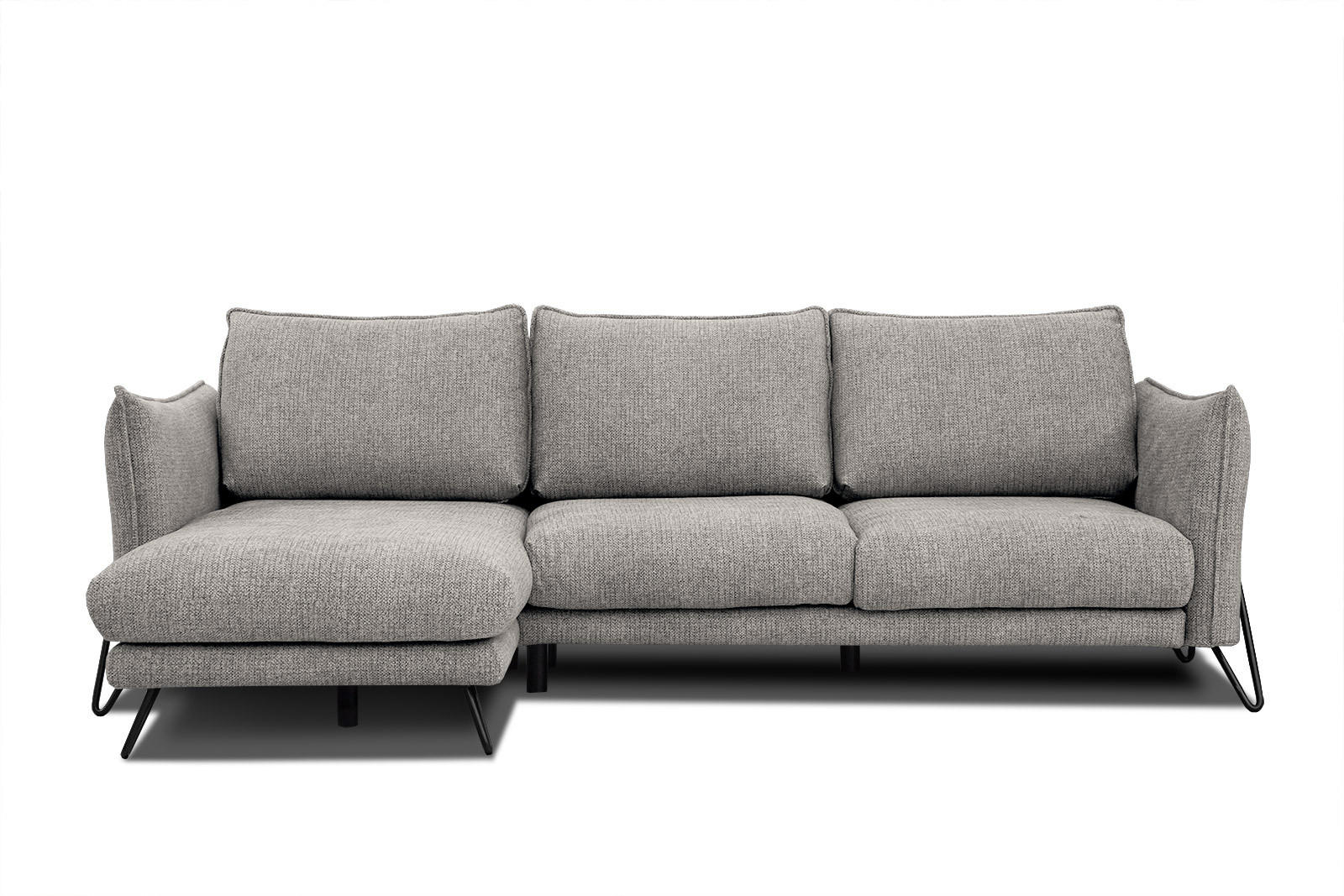 ECKSOFA HOSTEN 4-Sitzer, platinfarben - Platinfarben/Schwarz, Holzwerkstoff/Textil (158/269cm) - Courtois Laville