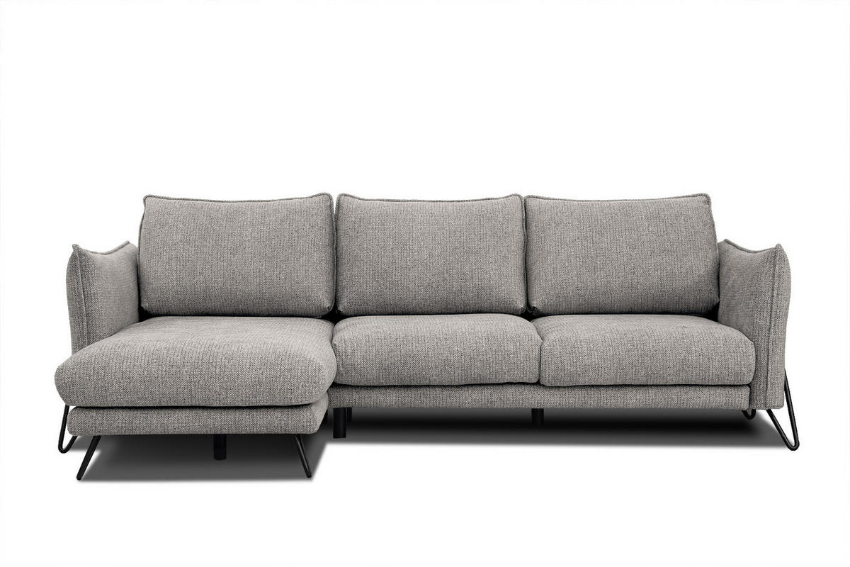 ECKSOFA HOSTEN 4-Sitzer, platinfarben - Platinfarben/Schwarz, Holzwerkstoff/Textil (158/269cm) - Courtois Laville