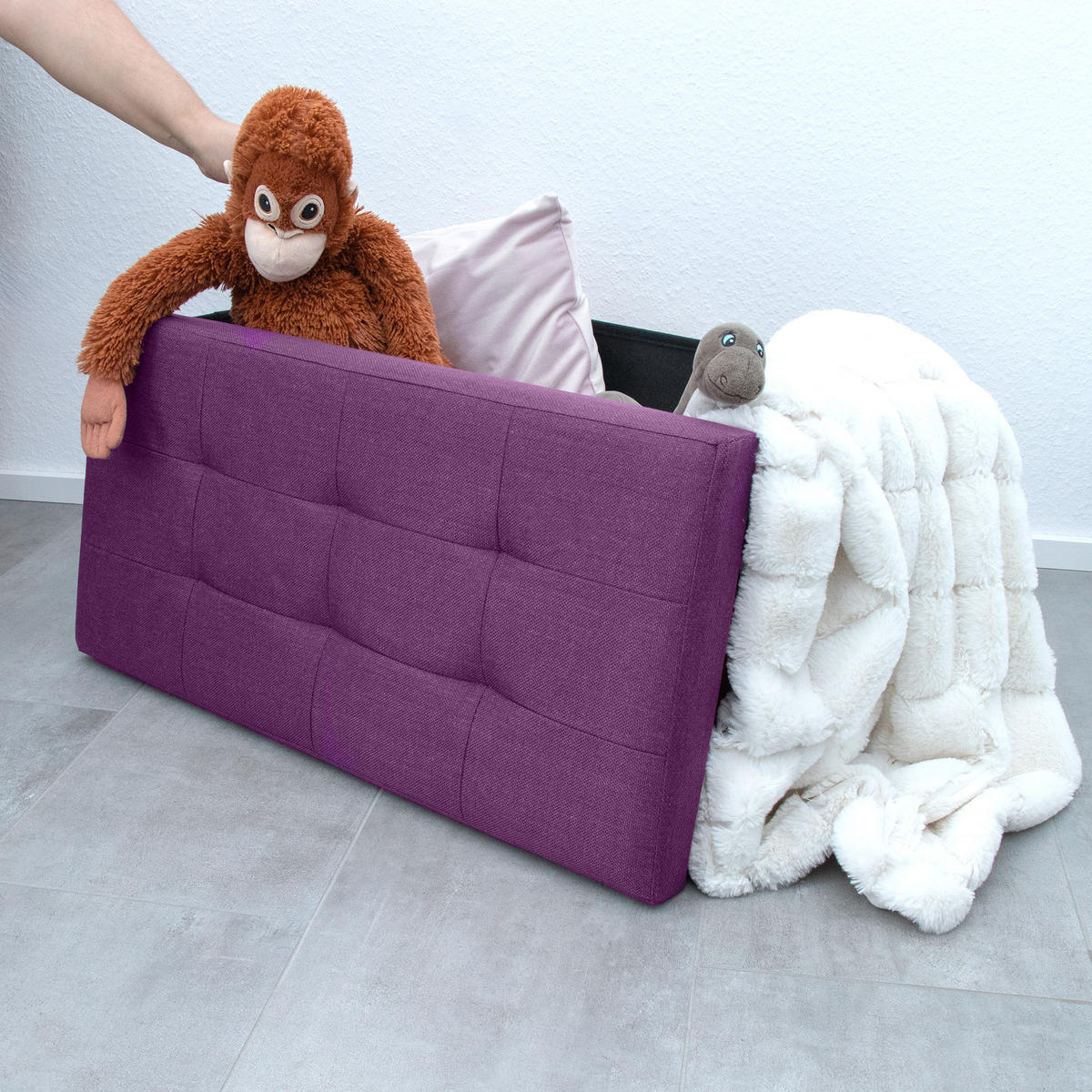 SITZTRUHE Faltbar 76/38/38 cm (Lila) - Lila, Textil (38/38/76cm) - Intirilife