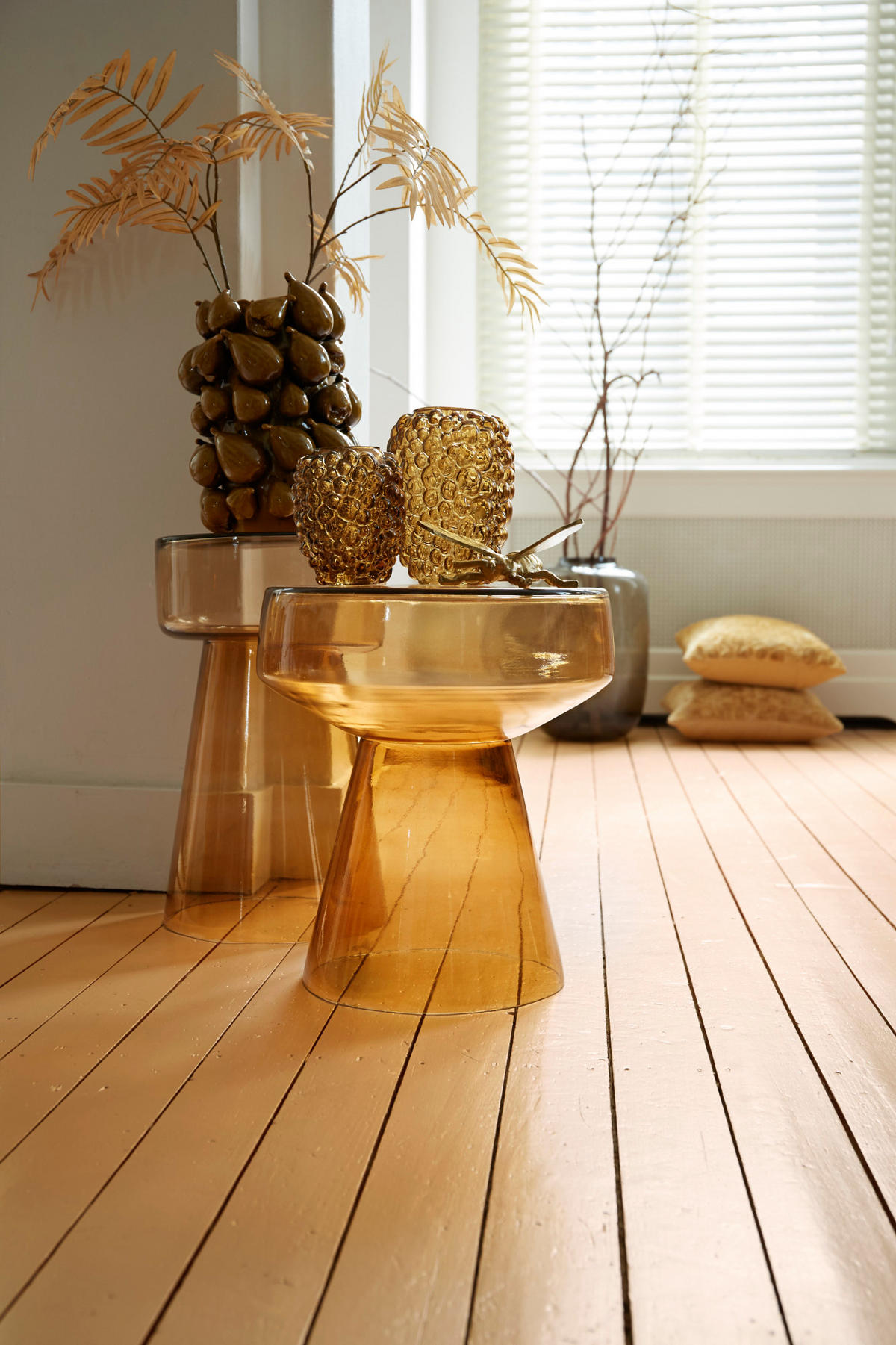BEISTELLTISCH Dakwa Gelb Ø37/44 cm - Gelb, Glas (37/37/44cm) - Light & Living
