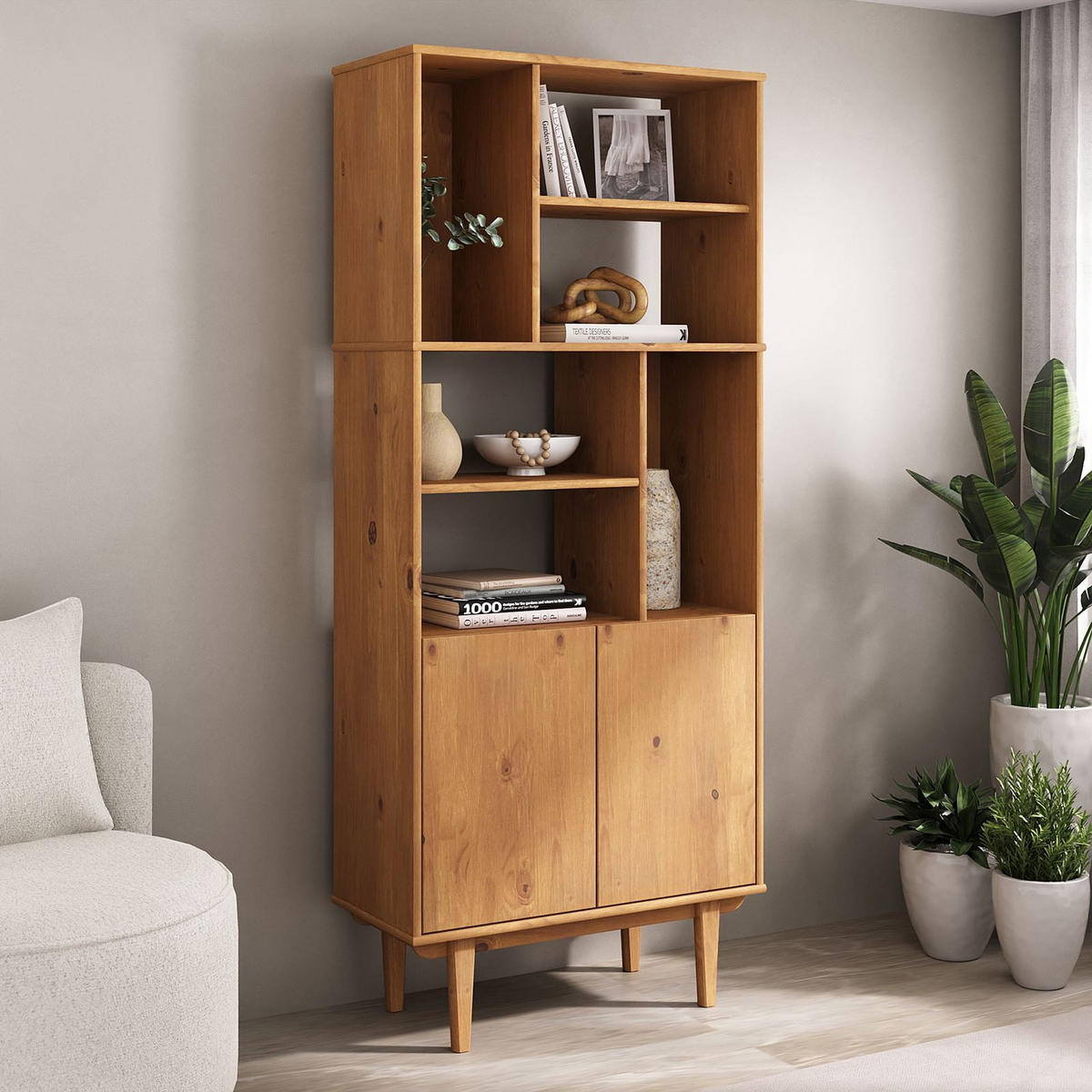 WOHNZIMMERSCHRANK SIMONA - Eichefarben, Holz (80/188/37cm) - IDIMEX