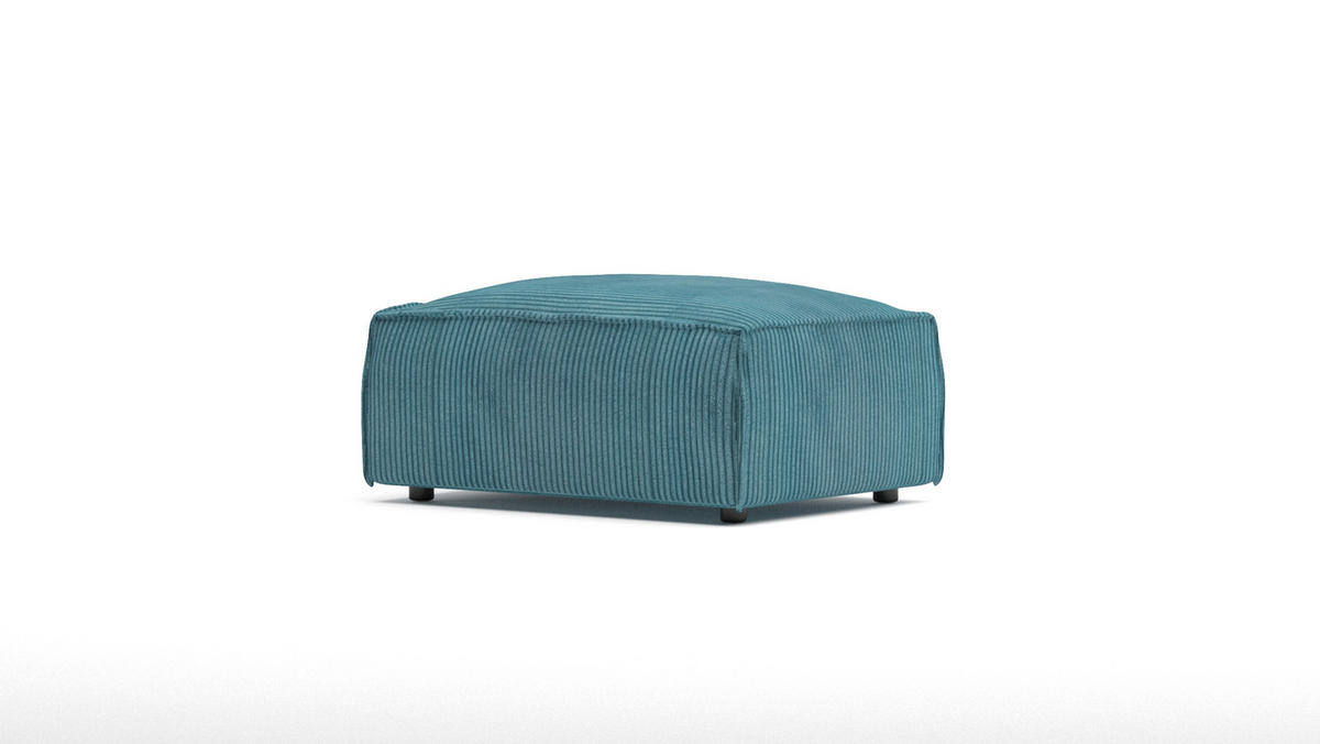HOCKER Nova Türkis Cord - Türkis/Schwarz, Holz/Kunststoff (93/46/73cm) - S-Style Möbel
