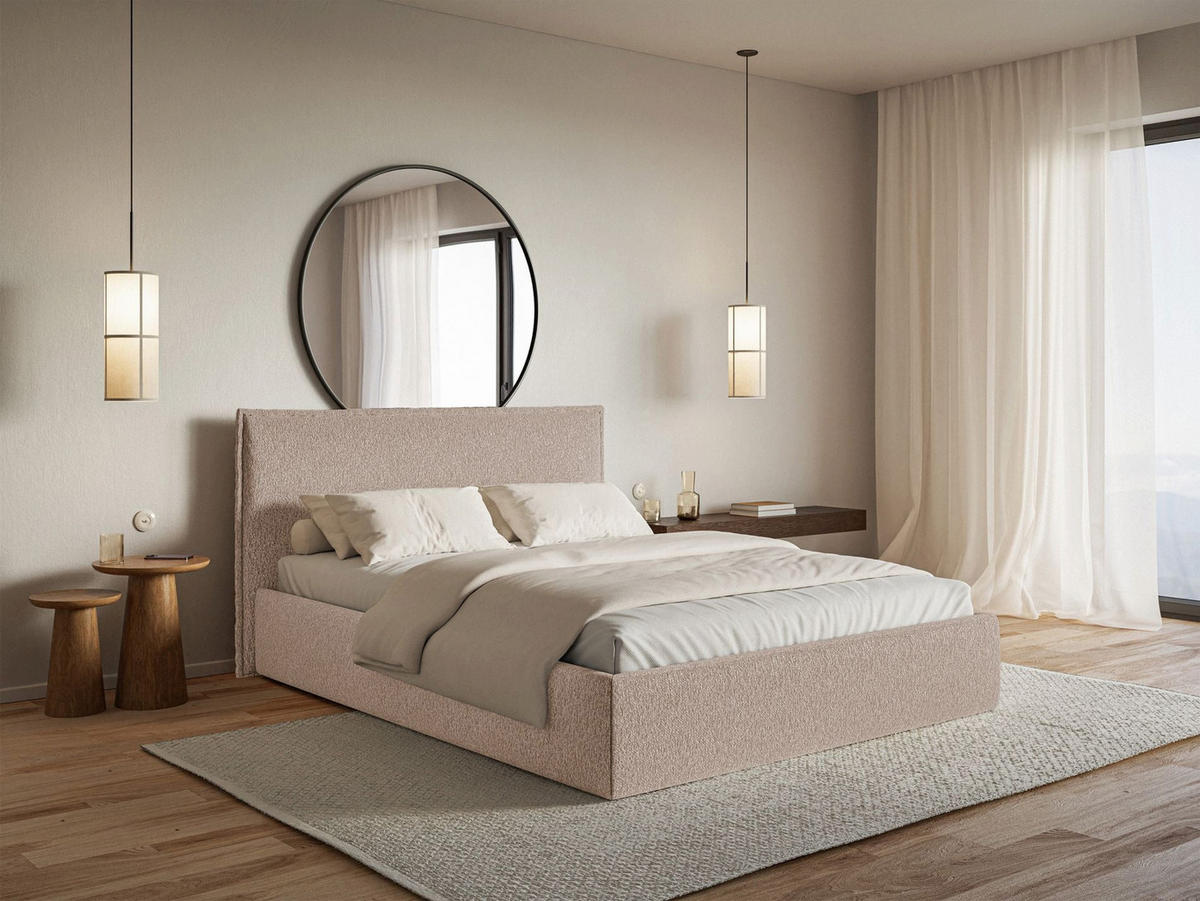 POLSTERBETT Softie Slim Dunkelbeige Chenille 200x200 - Cappuccino, Textil (200/200cm) - Selsey