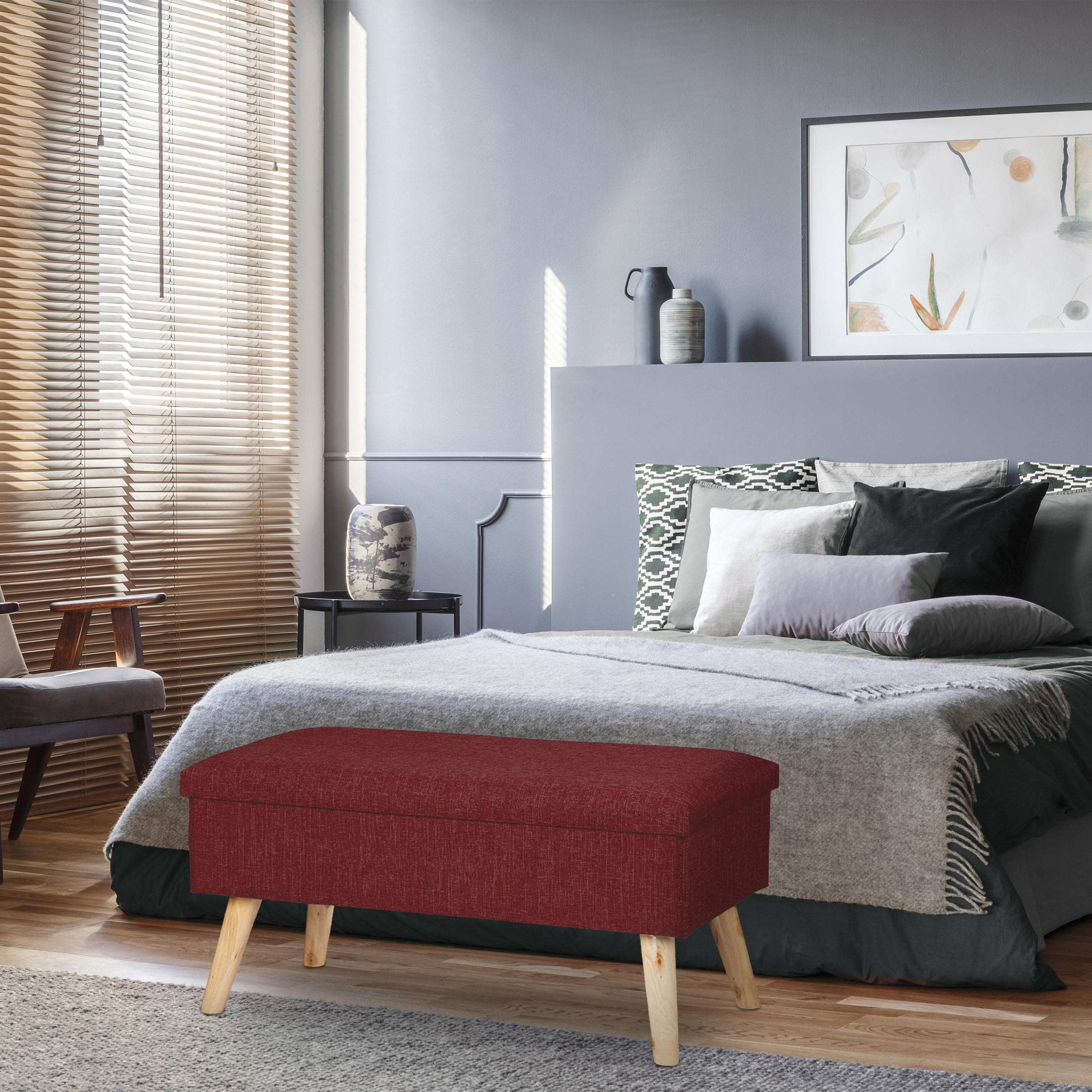 SITZBANK - Dunkelrot, Holz/Holzwerkstoff (77/39/39cm) - Relaxdays