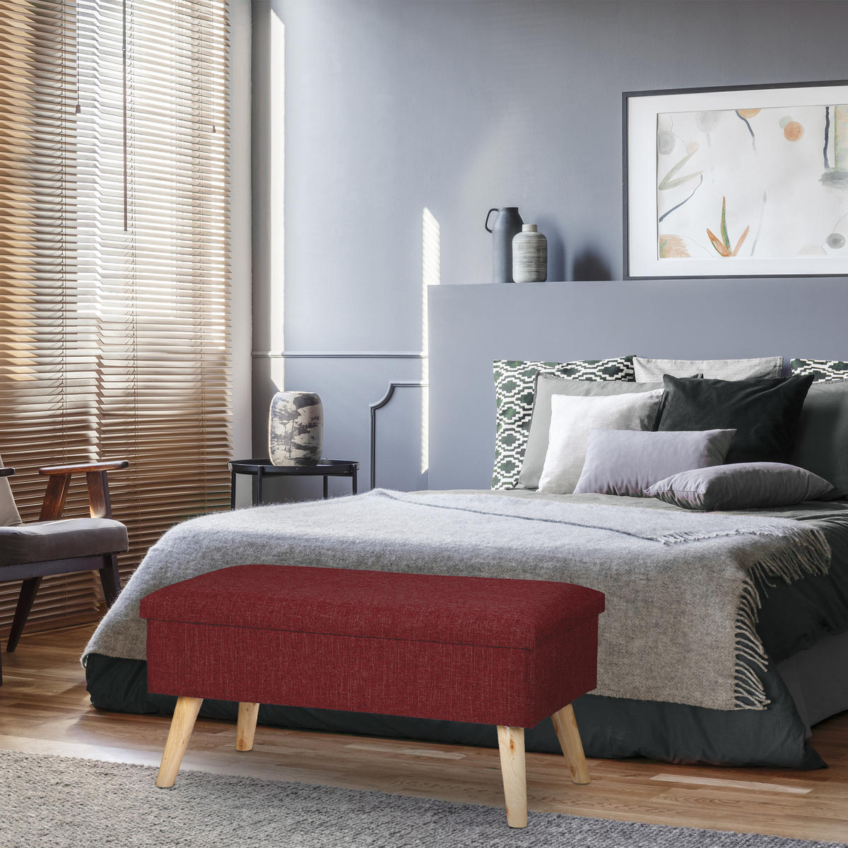 SITZBANK - Dunkelrot, Holz/Holzwerkstoff (77/39/39cm) - Relaxdays