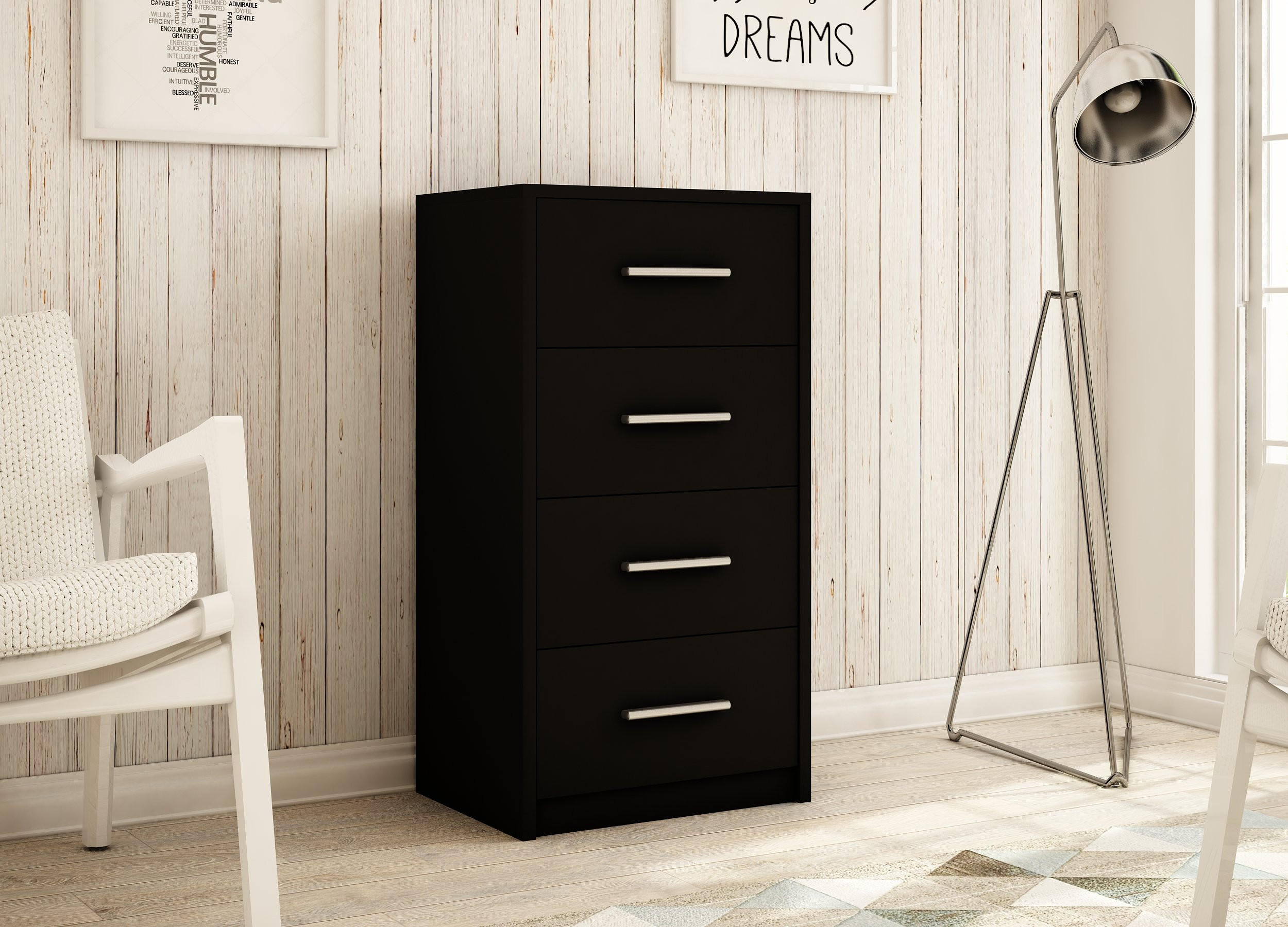 KOMMODE Bodo 4S Schwarz 40/35/75 cm - Schwarz, Holzwerkstoff (40/75/35cm) - Matkam Möbel