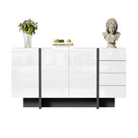 SIDEBOARD 150/40/80,5 cm weiß/schwarz aus MDF und Holzwerkstoff mit 2 Türen und 4 Schubladen - Weiß, Holzwerkstoff (150/80.5/40cm) - OKWISH