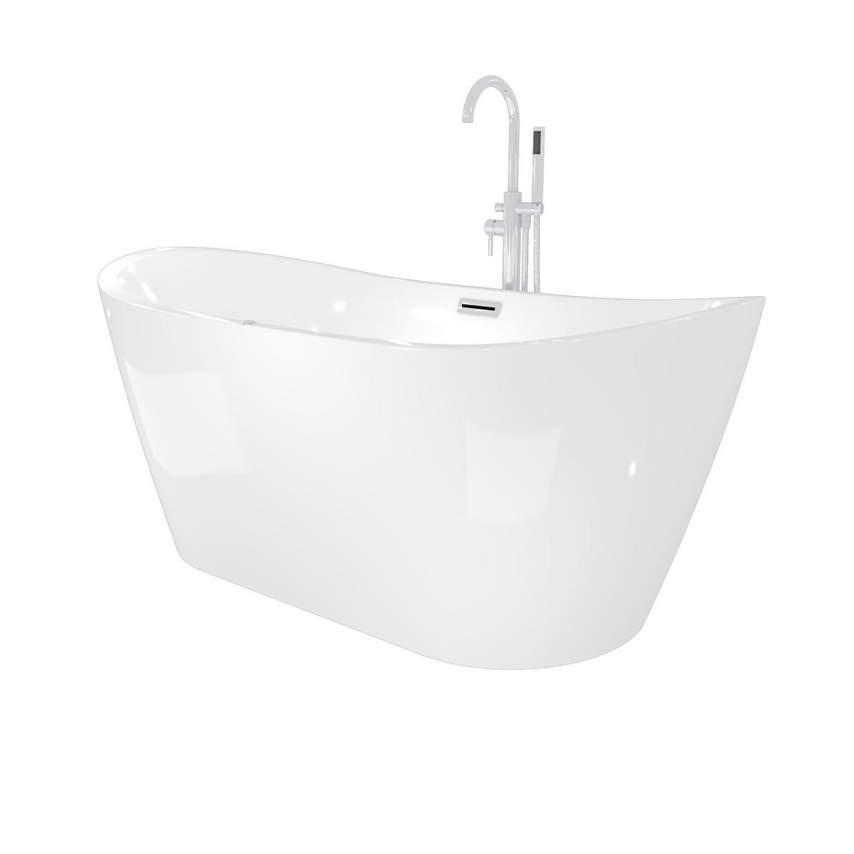 FREISTEHENDE Badewanne Wanne F13 180x92cm Whirlpool Armatur AF02 - Weiß, Glas/Kunststoff (80/72/180cm) - AcquaVapore by Sandra Jentho