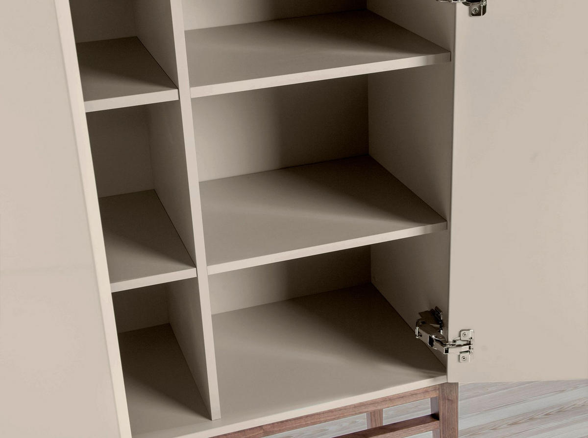 HIGHBOARD Hohe Anrichte in Beige und Nussbaum 90/40/150 cm - Walnussfarben/Grau, Holz (90/150/40cm) - ANGEL CERDA