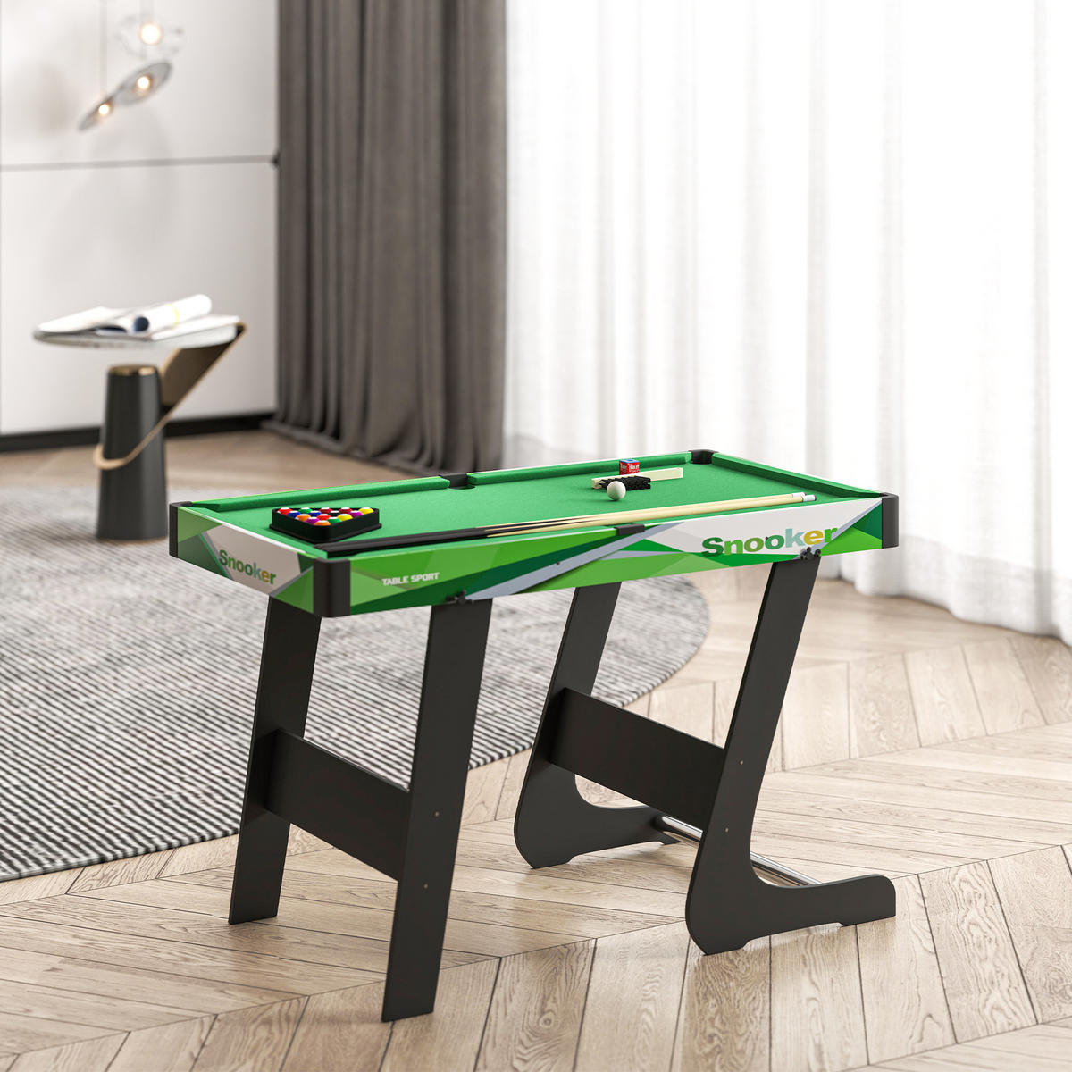 BILLARDTISCH DE-18848 klappbar mit Zubehör Grün - Grün, Holzwerkstoff (55.5/68/104cm) - ComfortXL