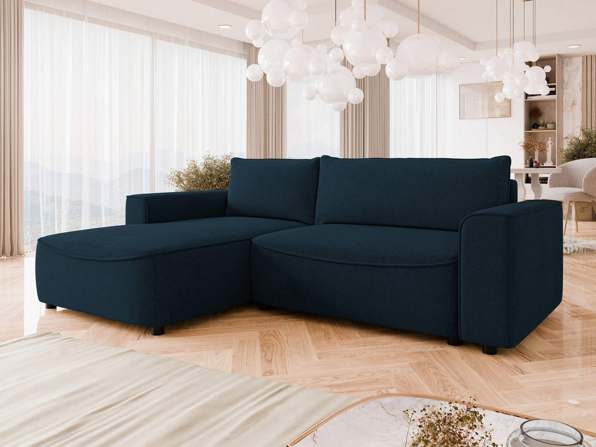 ECKSOFA Beliza, Seite: Links - Schwarz/Dunkelblau, Holz/Kunststoff (255/175cm) - MIRJAN24