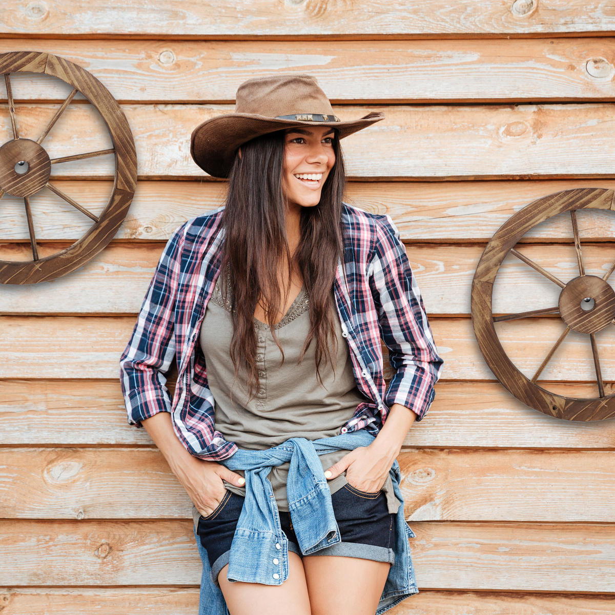 3XWAGENRAD - Braun, Holz/Kunststoff (40/40/2.5cm) - Relaxdays