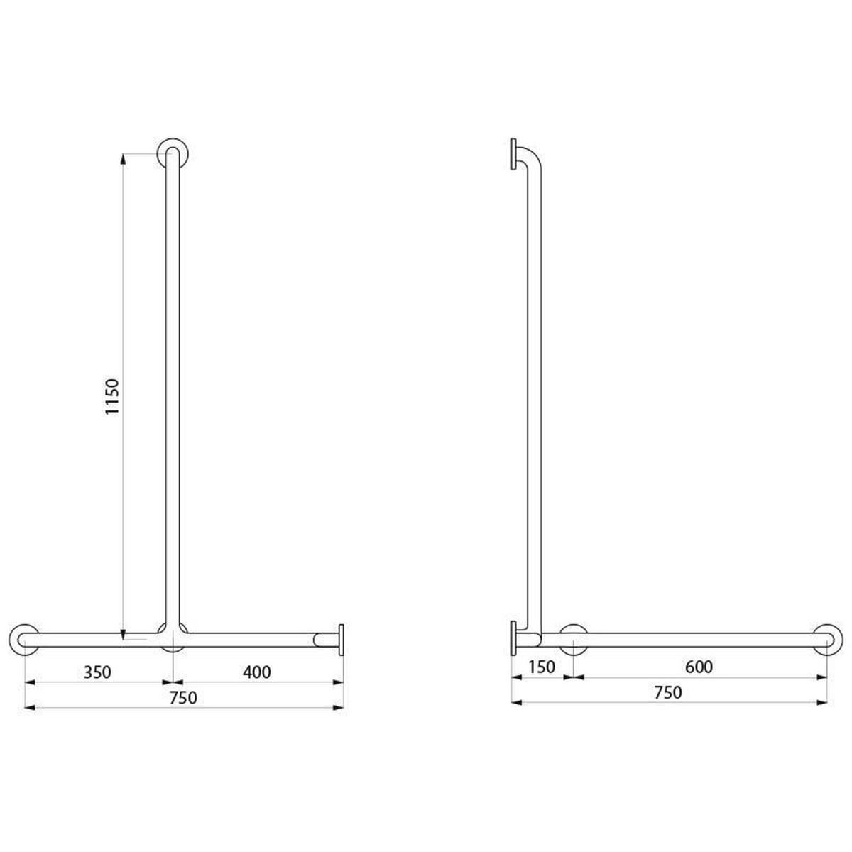DUSCHHANDLAUF mit vertikaler Brausestange Ø32 mm Nylon weiß - Weiß, Metall (18.5/8/126cm) - Delabie