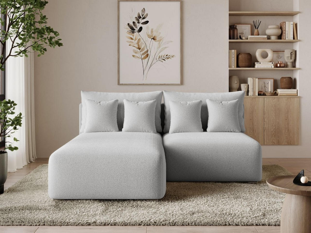 ECKSOFA Ronni Bouclé-Stoff Grau Links - Grau, Holz/Textil (206/190cm) - Graingold