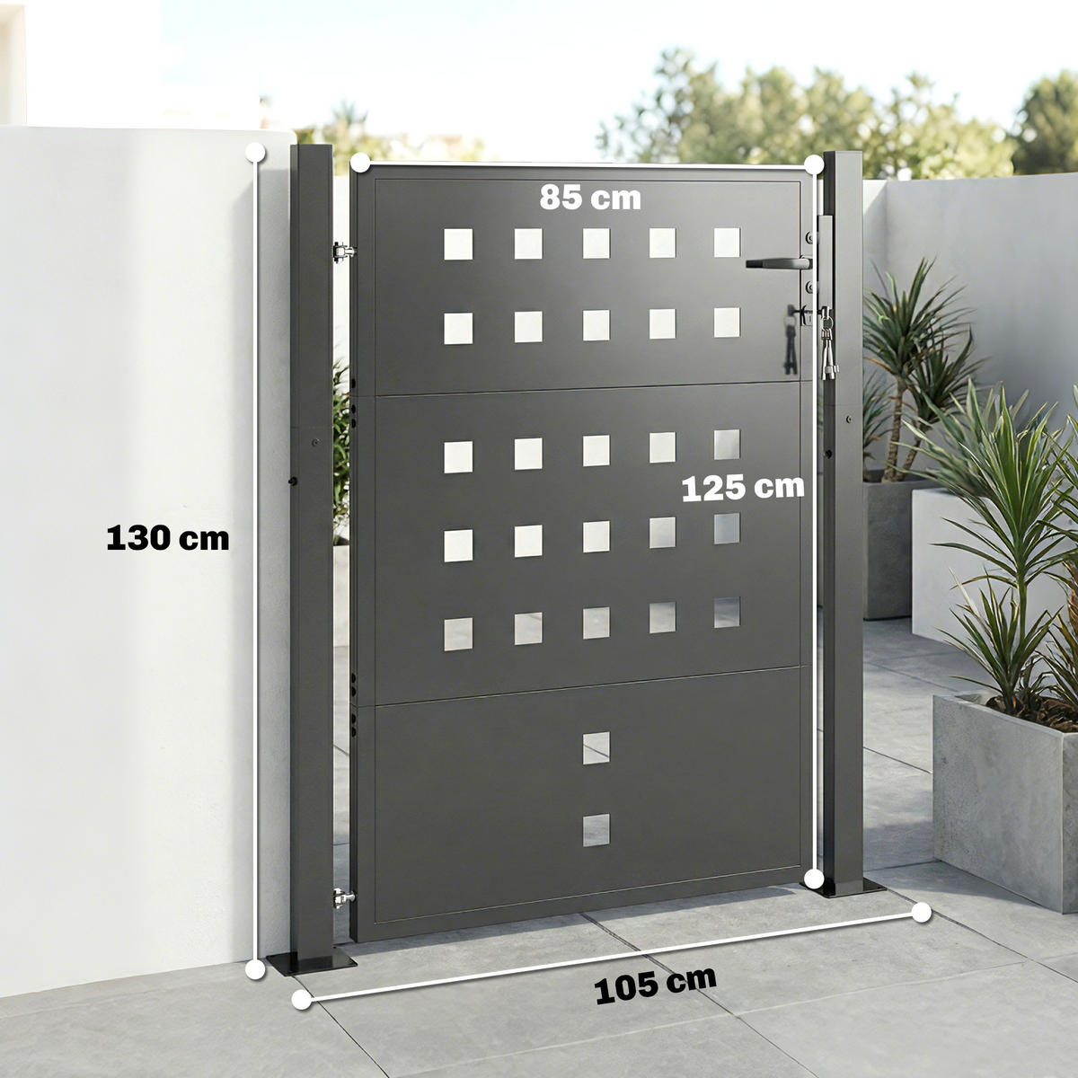 GARTENTOR Verzinkter Stahl Dunkelgrau - Dunkelgrau, Metall (4/130cm) - Outsunny