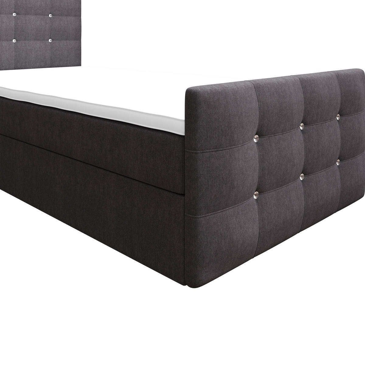 BOXBETT KLEO mini 100x200, mit Matratze H3 und Topper, Cosmic 97 - Grau, Holz/Kunststoff (100/200cm) - Bedante