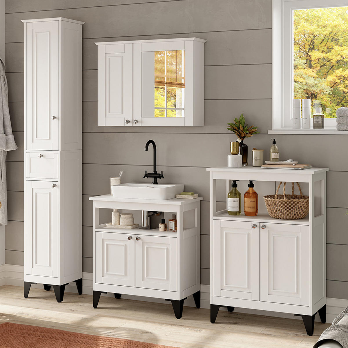KUPAONSKI SET 4 KOMADA Vanity Bijela 4 dijela - bijela, drvni materijal (60/65/30cm) - Vicco