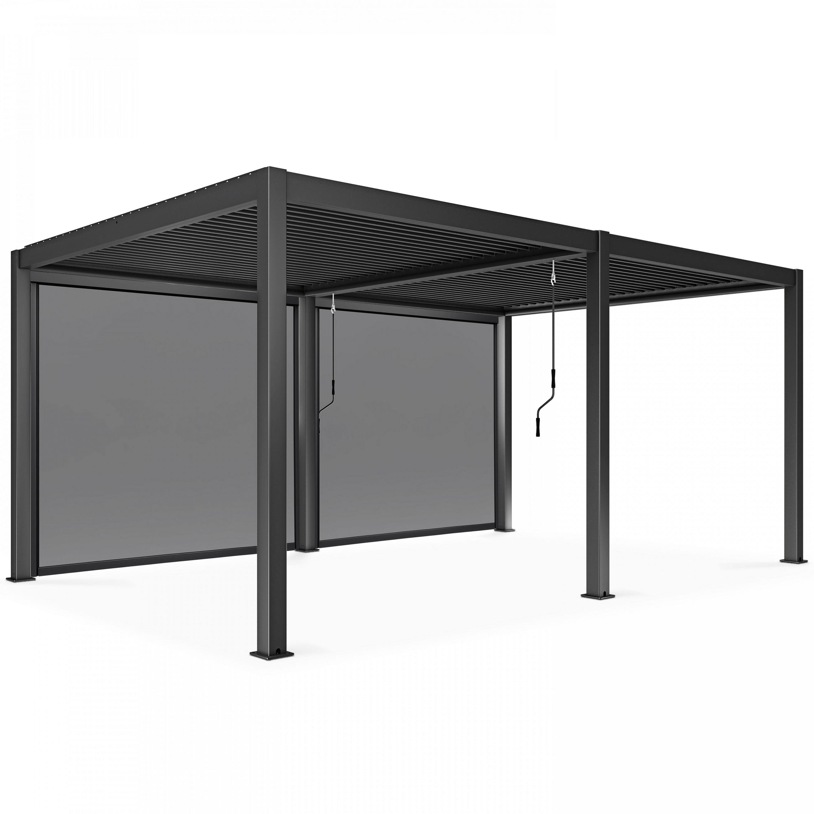 PERGOLA 3x6m, motorisiert mit 2 Markisen, Grau - Grau, Metall (266/250/574cm) - Oviala