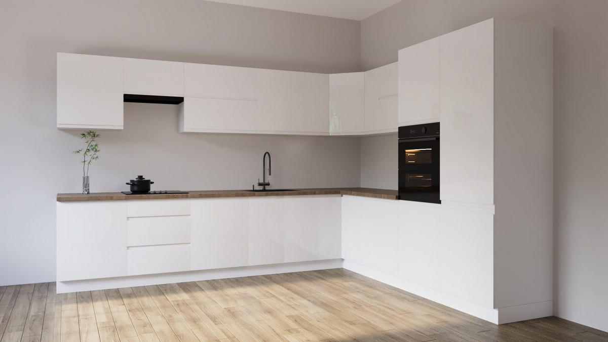 ECKKÜCHE 350 x 290 cm – Velmora K92-G350 – in Weiß / Hochglanz - Weiß Hochglanz/Weiß, Holz (350/212/58cm) - ROYAL24_MARKT
