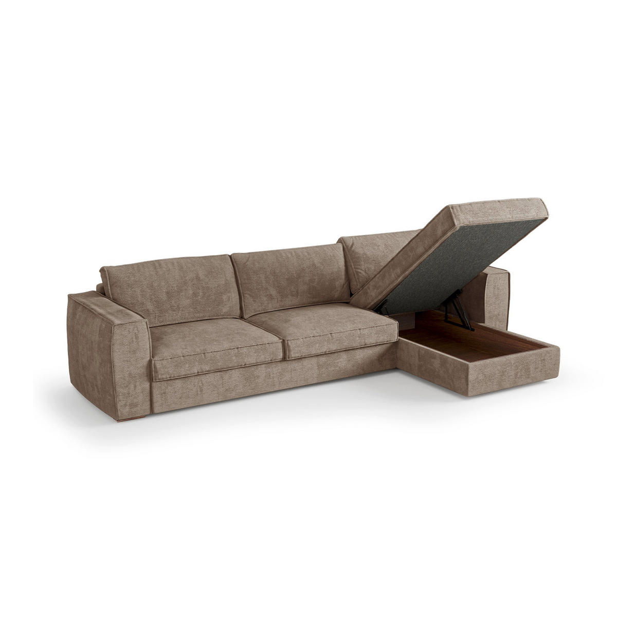 ECKSOFA rechtwinklig MIKA Köpergewebe mit weichem Griff Taupe 292cm - Taupe, Textil (292/100cm) - Premium Interiors