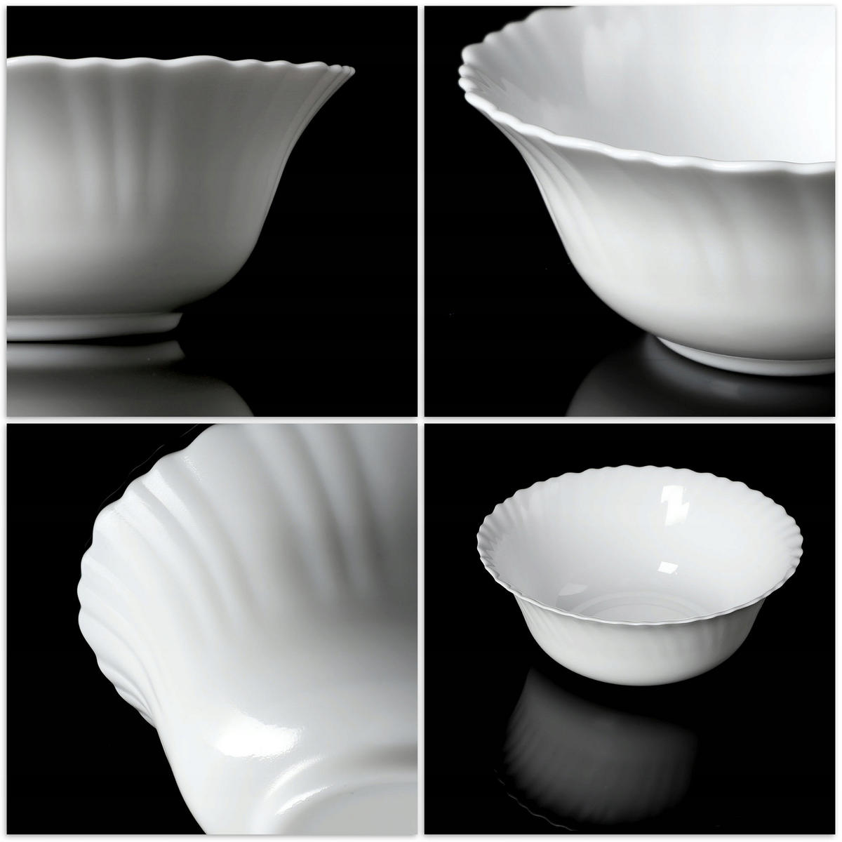 SALATSCHÜSSEL aus Glas, 21 cm, weiß - Weiß, Glas (21cm) - KADAX