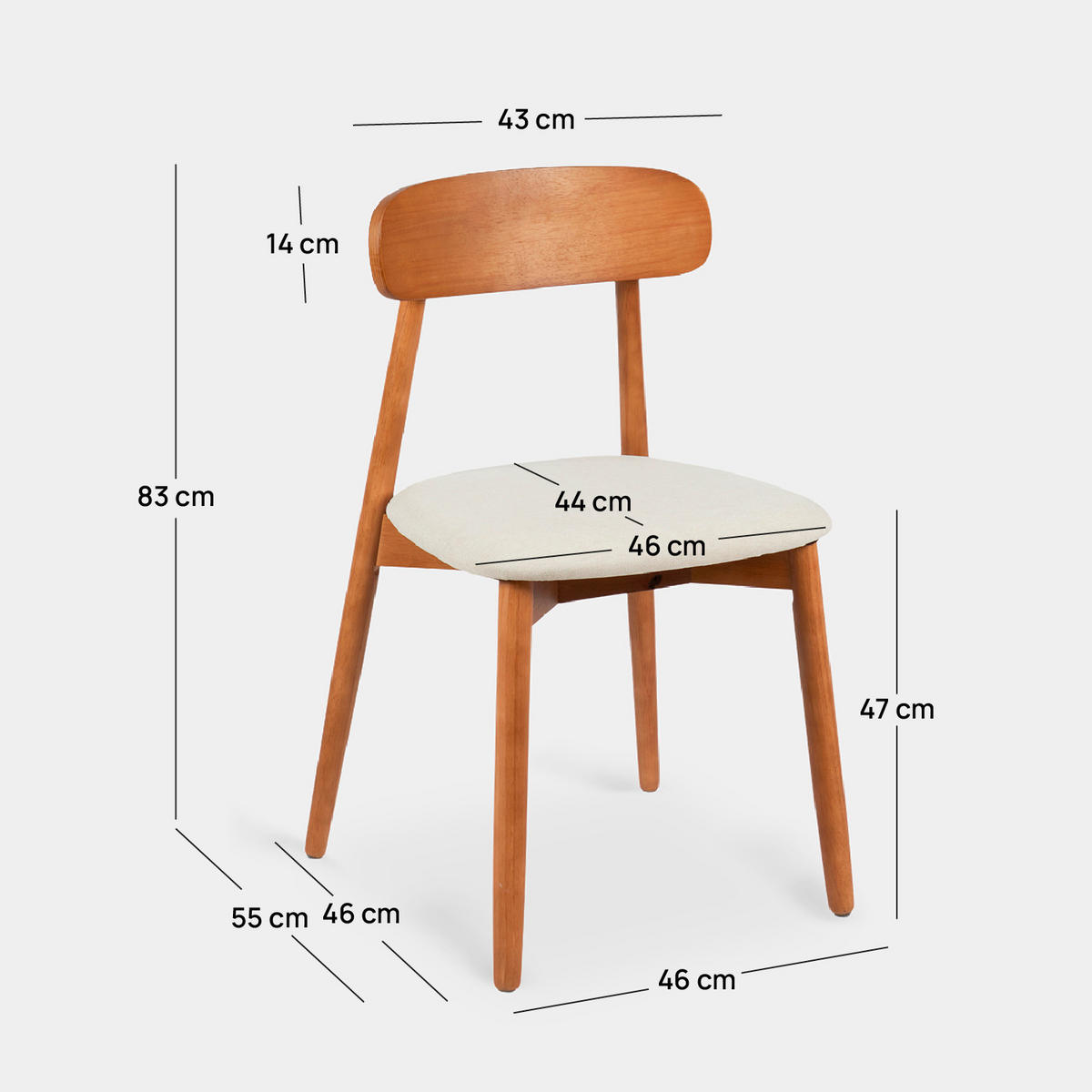 ESSZIMMERSTUHL Leyre Walnuss 46 cm x 83 cm 2er-Set - Walnussfarben, Textil (46/83/55cm) - Klast Home